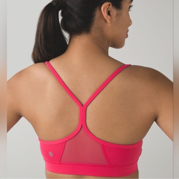 Excellent condition Lululemon Flow Y bra Pink Guava hot pink color Size:2 - Picture 2 of 9